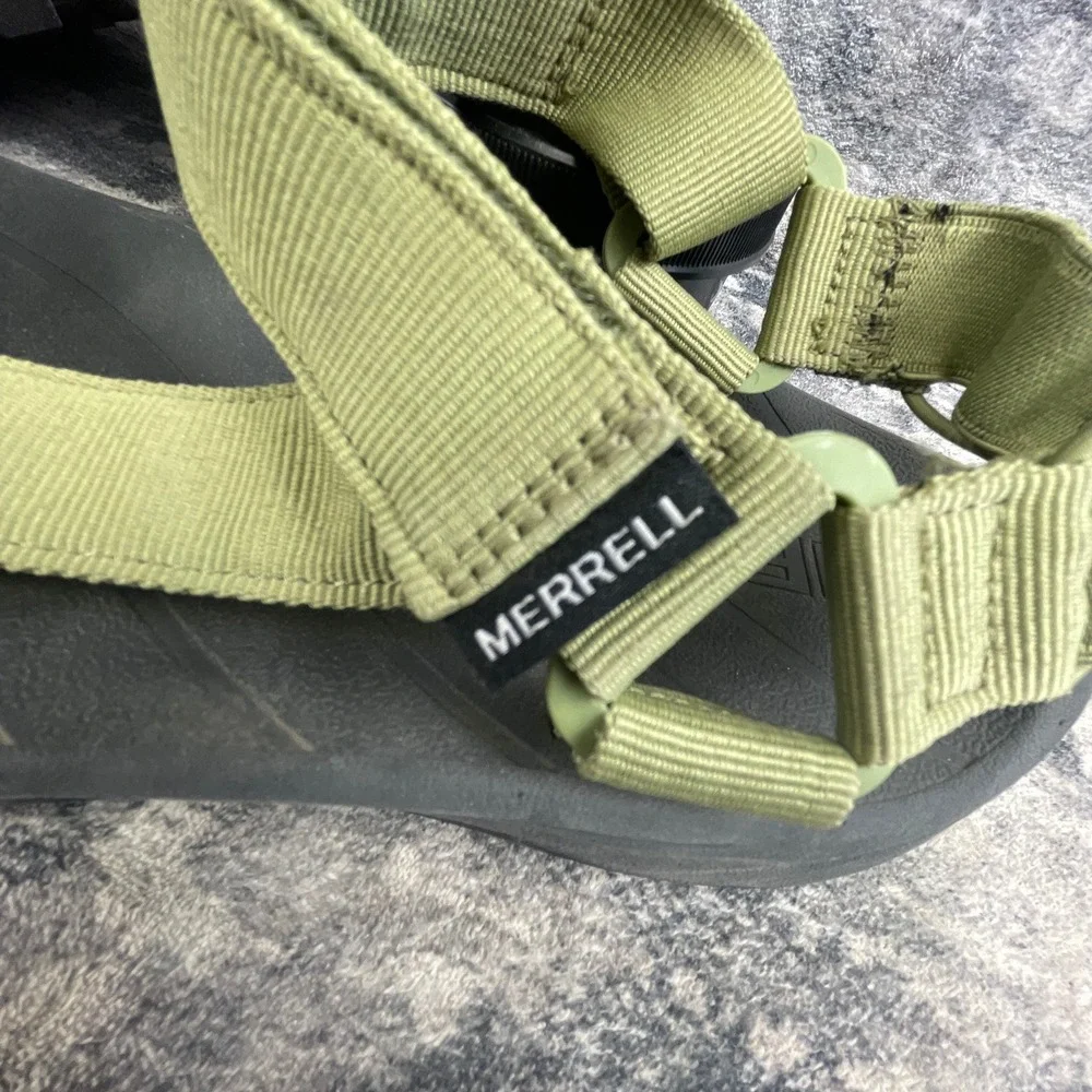 Merrell Mens 11 Adjustable Sport Strap Sandals Olive Green Nylon Hiking Outdoor